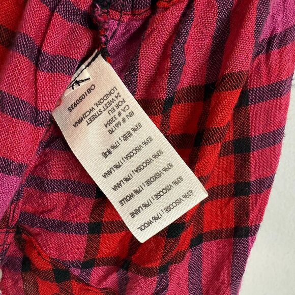 We the Free Free People | Pacific Dawn Red Pink Plaid Distressed Shirt | Sz S - Picture 10 of 12